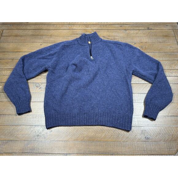 Matteo Volpi Sweater 100% Shetland Wool - Blue 1/4 Zip Mock Long Sleeve No Tag-L - Picture 3 of 8